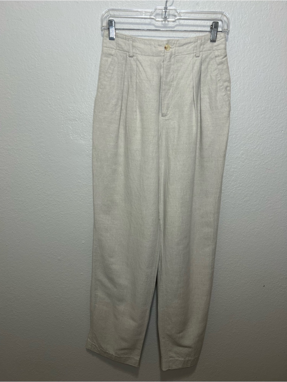 Vintage L.L. Bean Linen Cotton High Rise Pleated Trousers Pants 8 USA